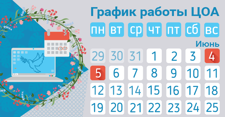 График работы ЦОА в июне