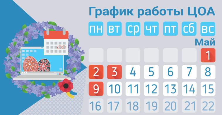 График работы ЦОА в мае