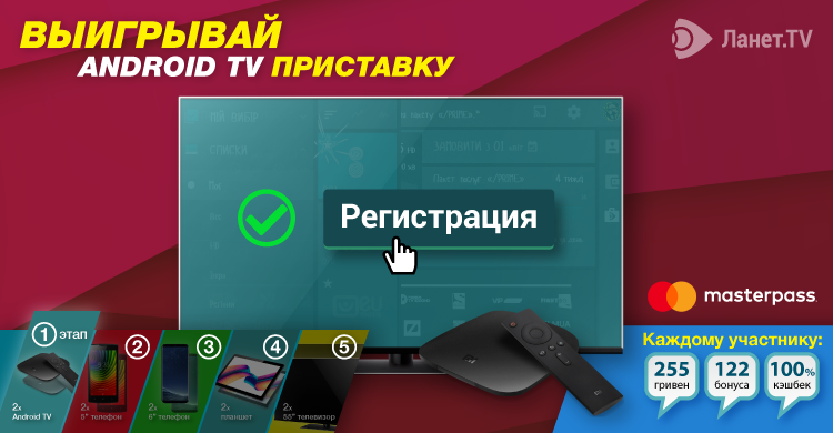 Пользуйтесь сервисом Ланет.TV и выигрывайте 55” телевизор, планшет, смартфоны и ТВ-приставку!